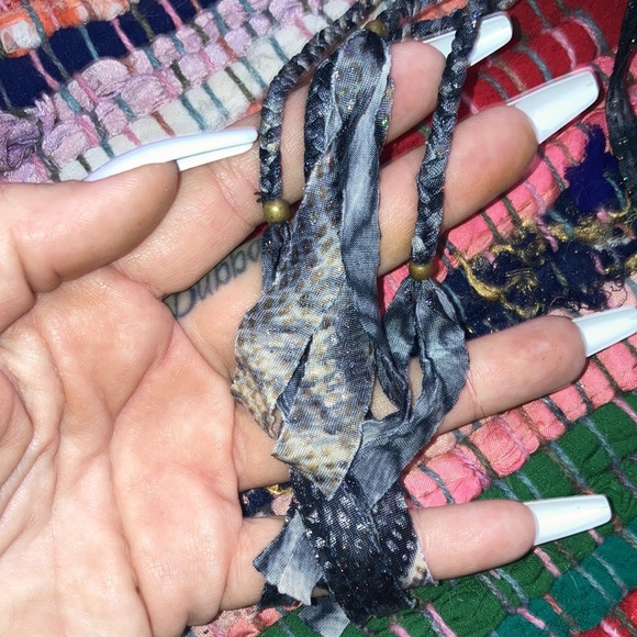 Zikger®️ Vintage Handmade Rainbow Sparkle atop Charcoal 🐍Skin String Bikini - Picture 3 of 6